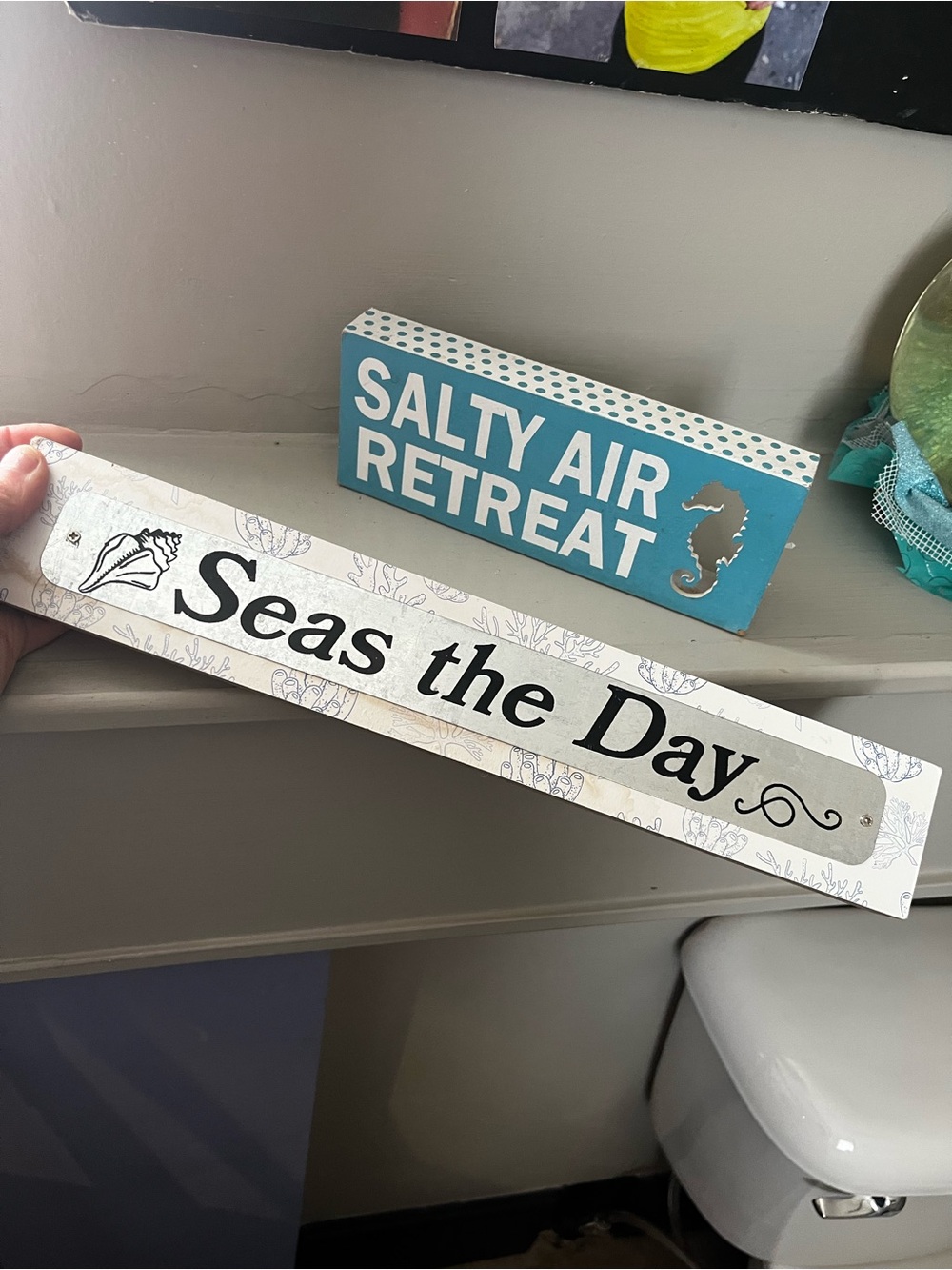 Hobby Lobby Coastal 'Seas the Day' Wall Plaque - lot of 2